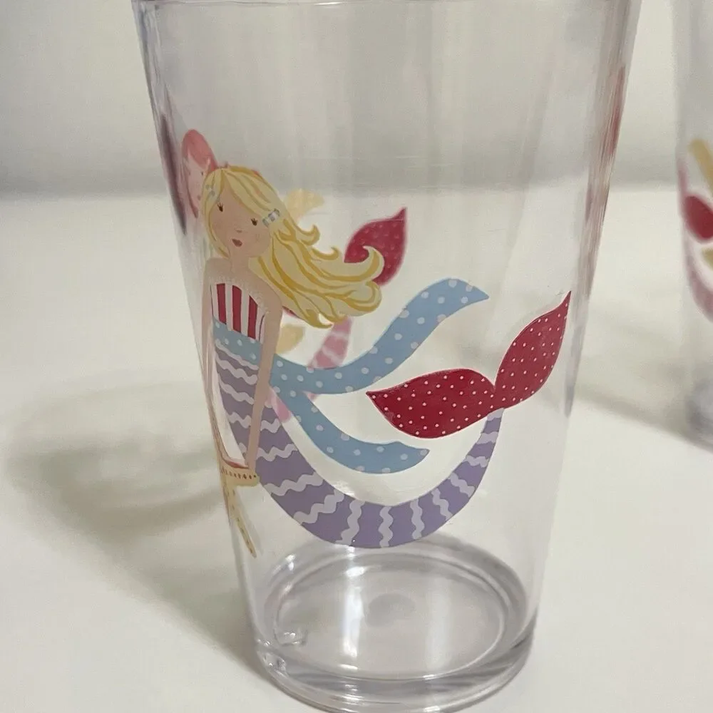Pottery Barn Kids Mermaid Melamine Plates and Cups Lot